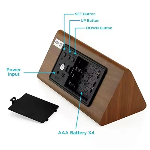 Triangular LED Wooden Clock
