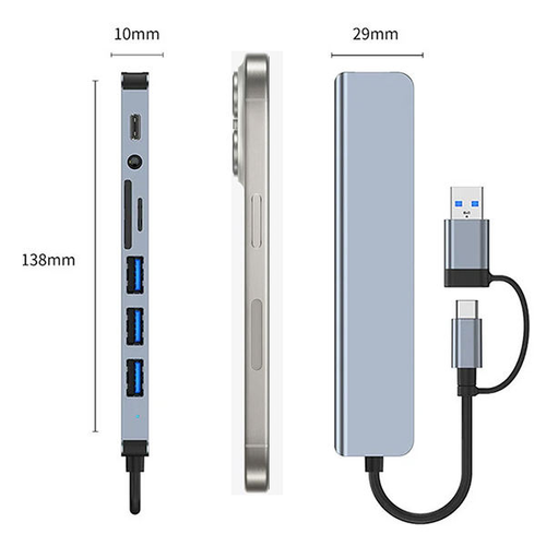 8-in-1 USB Hub with Audio Jack