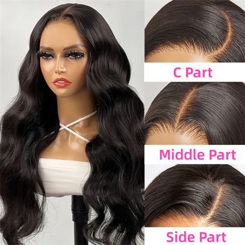 三 Women's Long Wavy Wig with Middle Part
