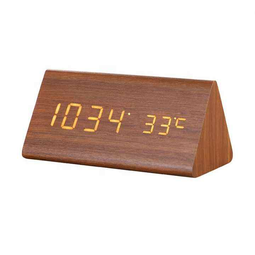 Triangular LED Wooden Clock