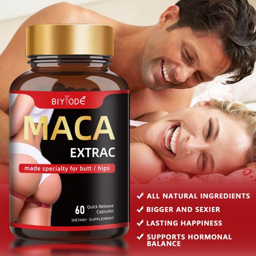Maca capsules, a natural supplement that increases energy and vitality.