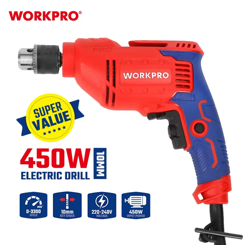 WORKPRO 25MM Professional Power Tools Hand Drill 450W Impact Electric Machines Power Drill