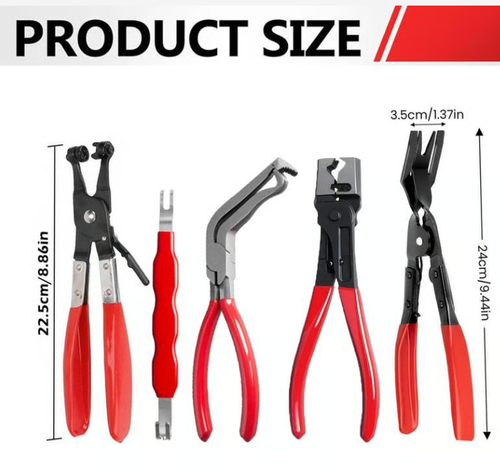 5PC Automotive Electrical Disconnect & Trim Clip Pliers Set