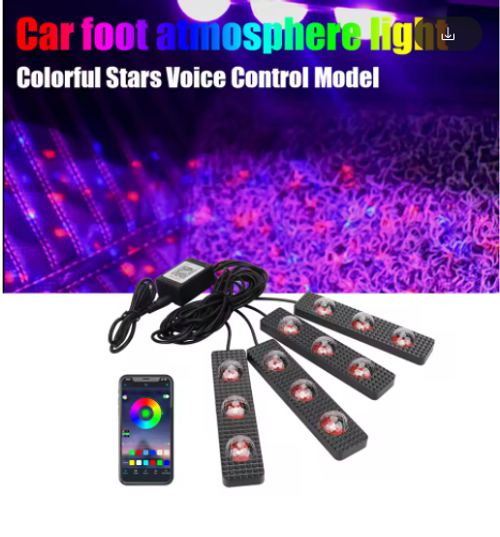 12LED Car Interior Ambient Foot Light Strip App Control RGB Atmosphere Decorative Lamp Automotive Interior Styling Accessories