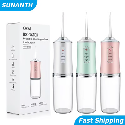 Rechargeable Portable Electric Dental Water Flosser Oral Irrigator With 4 Nozzle