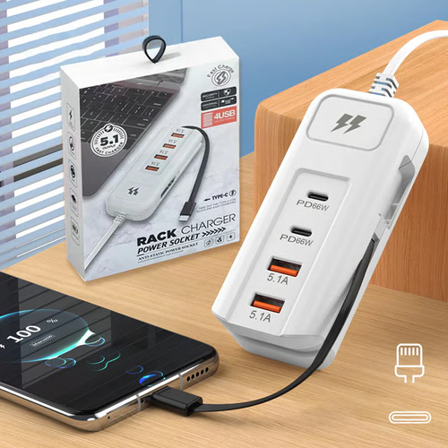 ⚡ Fast Charging Power Strip   4-Port Smart Hub