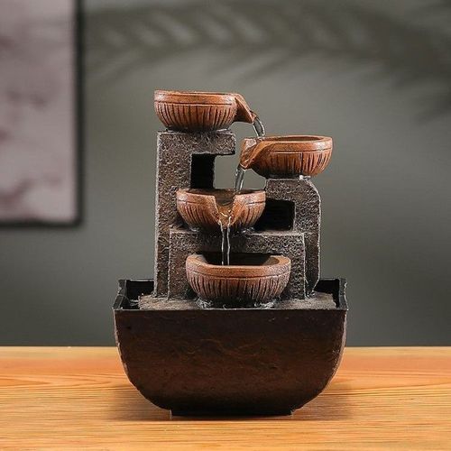 1pc Resin Tabletop Waterfall Fountain, USB Powered Indoor Desktop Flowing Water Feature, Relaxing Feng Shui Decoration, with Operating Voltage ≤36V for Various Room Types