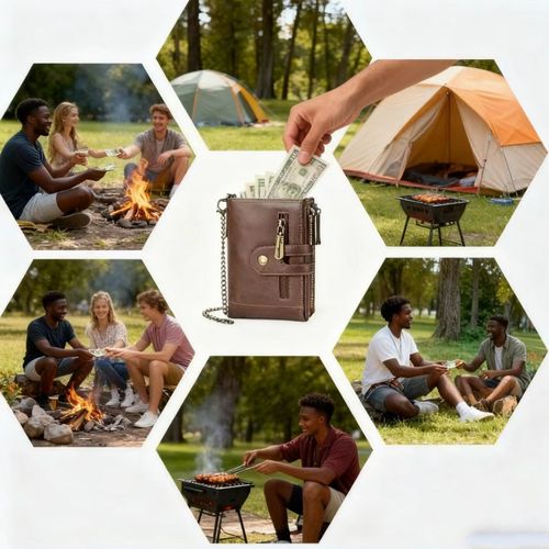 Men's Vintage Bifold Wallet with Chain