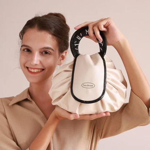 💖 Large Capacity Leather Drawstring Cosmetic Bag💖 👇