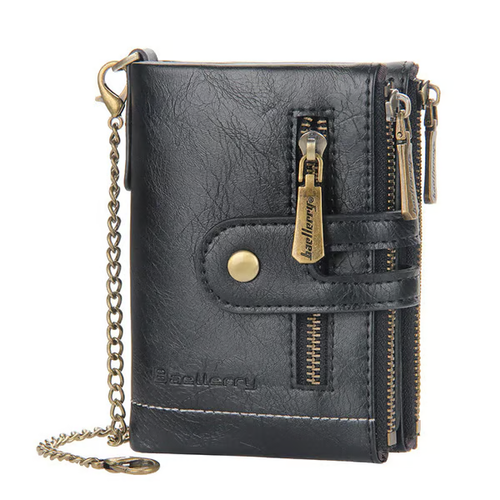 Men's Vintage Bifold Wallet with Chain
