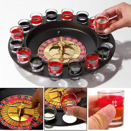 Lucky Shot Drinking Game, Family Part Game, KTV Bar Funny Tools, Russia Turntable Shot Glass, Roulette Game Set, 16 Shots