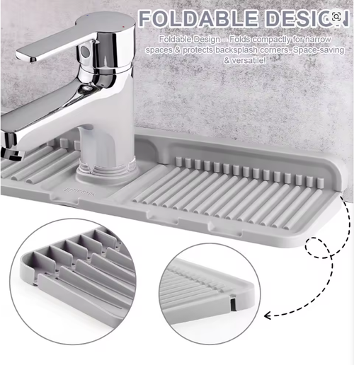 💧Silicone Sink Splash Guard Quick Dry Water Drainer🟢 Mat Multi-Purpose Faucet Drainage Pad Drying Mat for Kitchen Bathroom🧽