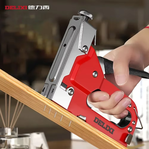 Manual Delixi Nail Gun Heavy Duty Air Staplers Rivet Pneumatic Woodworking Nails Gun Upholstery Carpentry Stepler Nailing Tools