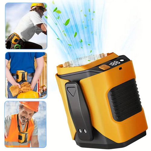 5000mAh Rechargeable Battery Powered Cresee Portable Waist Clip Fan with Super Long Standby, Built-in Flashlight, Wearable Body Belt for Work, Hiking, Fishing, Night Fishing, Camping