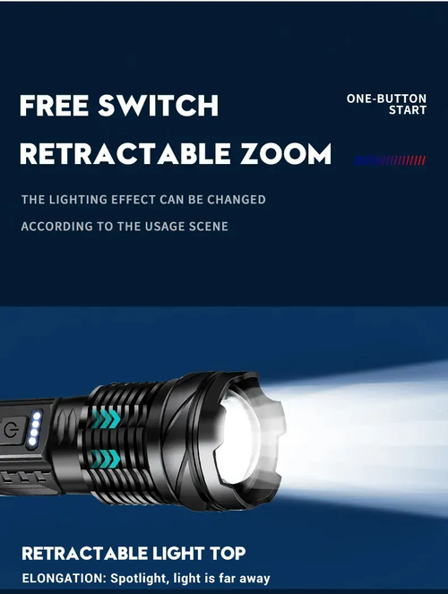 🔥P50 LED Flashlight: High Power, Zoom, Display, USB Rechargeable