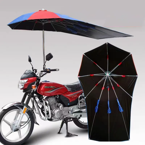 Silver Coating Panel Rain Sunshade Motorcycle and Bike Umbrella Parasol Cover Waterproof Motorcycle Umbrella for Rain