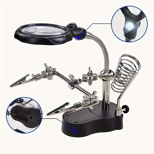 Adjustable Electronic Magnifying Glass With Light, Folding Hardware Tool, Mobile Phone Inspection Repair Auxiliary Clip