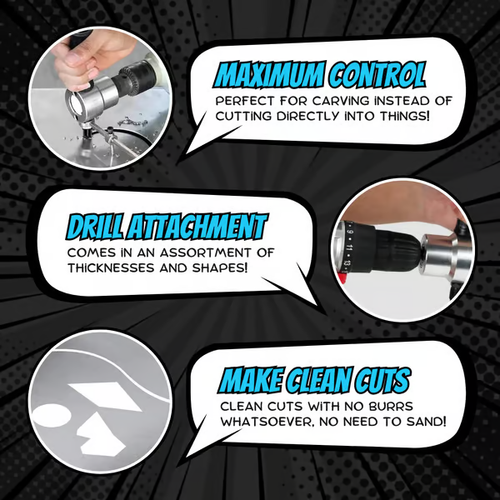 Double Head Sheet Metal Nibbler Cutter 360 Degree Adjustable Power Drill Nibbler Cutting Tools Kit Drill Attachment with Wrench for Straight Curve and Circle Cutting