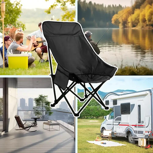 Portable High Backed Moon Chair, 90cm high and 45cm wide, suitable for camping, vacation, fishing, beach chairs, and holiday parties, folding outdoor chair