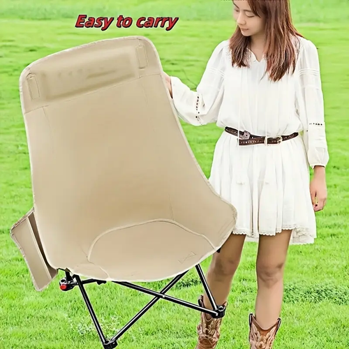 Portable High Backed Moon Chair, 90cm high and 45cm wide, suitable for camping, vacation, fishing, beach chairs, and holiday parties, folding outdoor chair