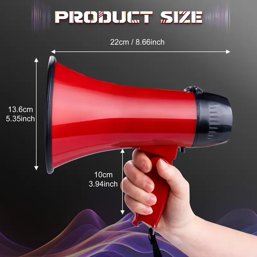 MYMEALIVOS 20 Watt Portable Megaphone Speaker with Siren, 240-Second Recording & Volume Control - Durable ABS Material for Outdoor Events, Sports, and Emergency Use