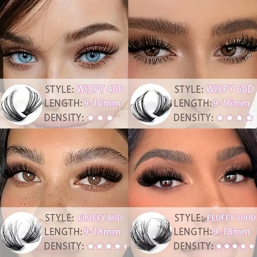800pcs Lash Book Kit - False Lashes For Party, Stage, Festival Eye Makeup, Wispy, Fluffy Volume Individual Eyelash With Bond & Seal, Tweezer, Lash Remover, Lash Brush, Waterproof And Reusable, Easy To Apply At Home For Beginners