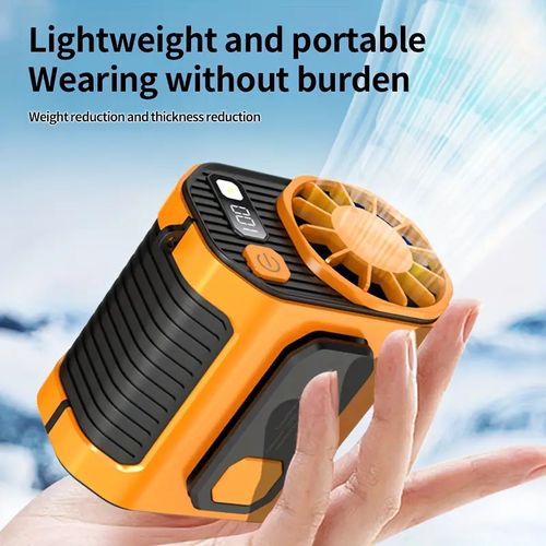 5000mAh Rechargeable Battery Powered Cresee Portable Waist Clip Fan with Super Long Standby, Built-in Flashlight, Wearable Body Belt for Work, Hiking, Fishing, Night Fishing, Camping