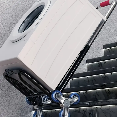 1pc Iron Folding Dolly Cart with Rubber Wheels - Portable Stair Climbing Design, Easy Lift & Carry, Effort-Saving for Moving and Shopping