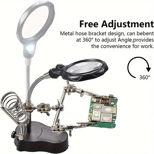 Adjustable Electronic Magnifying Glass With Light, Folding Hardware Tool, Mobile Phone Inspection Repair Auxiliary Clip