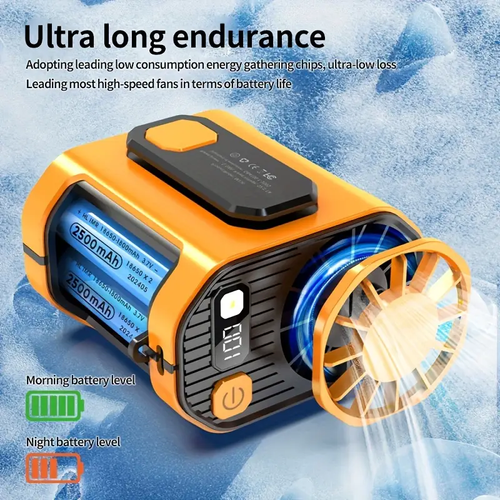 5000mAh Rechargeable Battery Powered Cresee Portable Waist Clip Fan with Super Long Standby, Built-in Flashlight, Wearable Body Belt for Work, Hiking, Fishing, Night Fishing, Camping