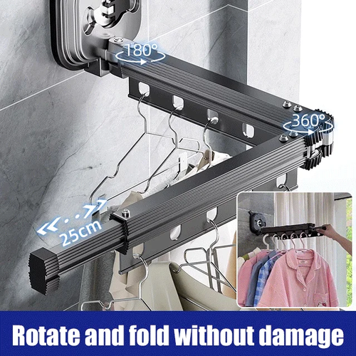 💥👉Suction Cup Wall Mount Folding Clothes Drying Rack💪😍