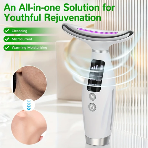 7-in-1 Beauty Neck & Face Massager - USB Rechargeable, Constant Temperature Heating & Vibration for Skincare - Perfect Gift for Women