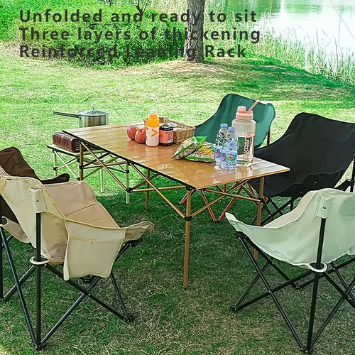 Portable High Backed Moon Chair, 90cm high and 45cm wide, suitable for camping, vacation, fishing, beach chairs, and holiday parties, folding outdoor chair
