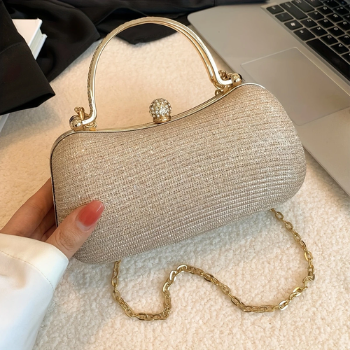 🔥🔥🔥Shiny Mini Evening Bag, Rhinestone Decor Chain Purse, Luxury Glitter Banquet Handbag, Perfect For Party, Wedding, Prom, DinnerBanquet