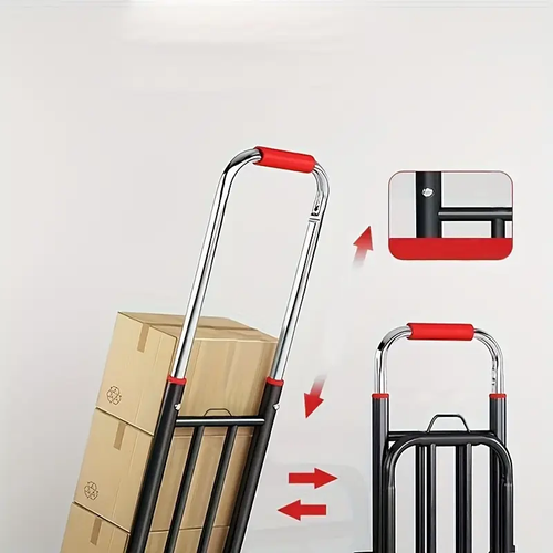 1pc Iron Folding Dolly Cart with Rubber Wheels - Portable Stair Climbing Design, Easy Lift & Carry, Effort-Saving for Moving and Shopping