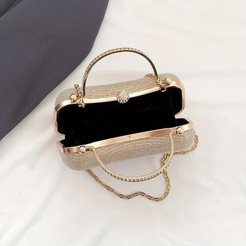🔥🔥🔥Shiny Mini Evening Bag, Rhinestone Decor Chain Purse, Luxury Glitter Banquet Handbag, Perfect For Party, Wedding, Prom, DinnerBanquet