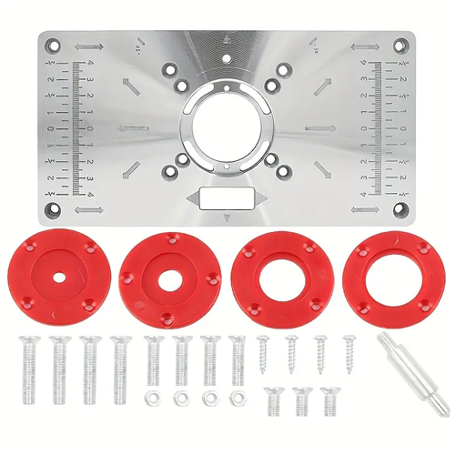 🔥🔥🔥Precision Aluminium Router Precision Crafted Aluminium Router Table Insert Plate - Durable, Smooth Cutting & Engraving - 4 Rings, Compatible with Table Saws & Woodworking Benches - Enhanced Stability Machine Tool