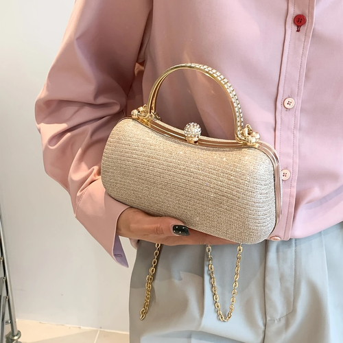 🔥🔥🔥Shiny Mini Evening Bag, Rhinestone Decor Chain Purse, Luxury Glitter Banquet Handbag, Perfect For Party, Wedding, Prom, DinnerBanquet