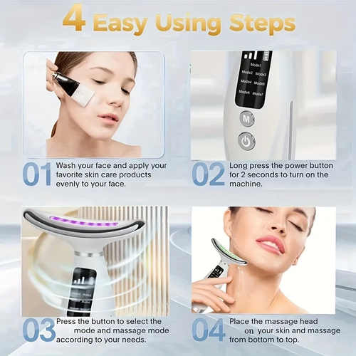 7-in-1 Beauty Neck & Face Massager - USB Rechargeable, Constant Temperature Heating & Vibration for Skincare - Perfect Gift for Women