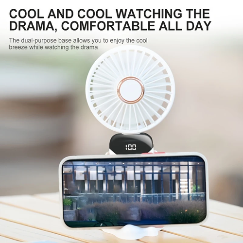 1pc USB Rechargeable Portable Fan with LED Display, 5 Speeds, 90° Foldable, Handheld Personal Mini Fan for Desk, Office, Bedroom, Outdoor Travel, Camping, Back to School Supplies, Travel Fan|Foldable Fan|Intelligent Digital Display