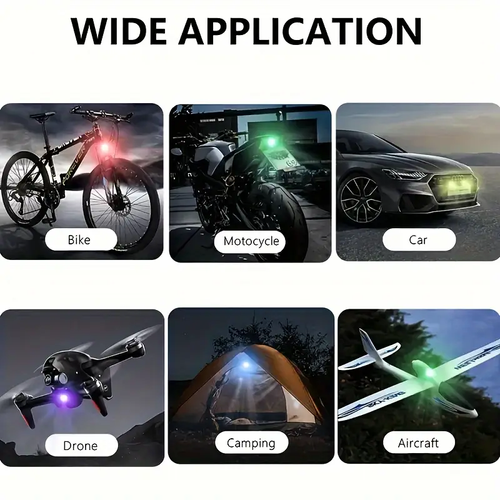 High-Brightness 4pcs Wireless LED Strip Lights - 8-Color Anti-Collision Lighting With Remote Control, USB Charging, And Design For Cars, Drones, Aircraft, Motorcycles, And Bikes