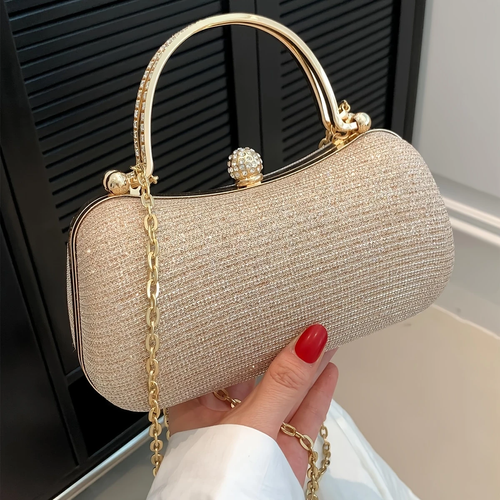 🔥🔥🔥Shiny Mini Evening Bag, Rhinestone Decor Chain Purse, Luxury Glitter Banquet Handbag, Perfect For Party, Wedding, Prom, DinnerBanquet