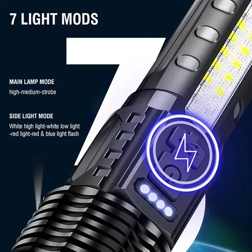 🔥P50 LED Flashlight: High Power, Zoom, Display, USB Rechargeable