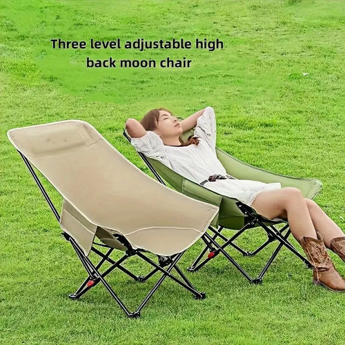 Portable High Backed Moon Chair, 90cm high and 45cm wide, suitable for camping, vacation, fishing, beach chairs, and holiday parties, folding outdoor chair