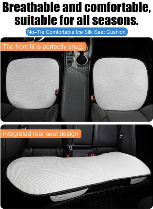 Ice silk breathable car seat cushion 3-piece set