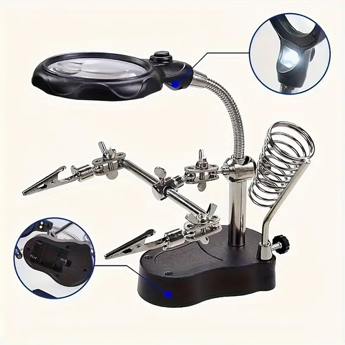 Adjustable Electronic Magnifying Glass With Light, Folding Hardware Tool, Mobile Phone Inspection Repair Auxiliary Clip