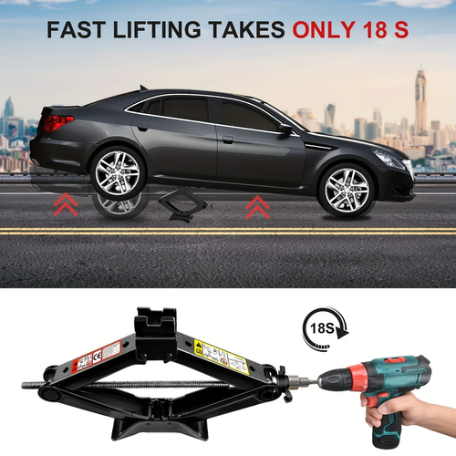 Car Jack Ratchet Wrench Set - 2T Jack - A set of jack and labor-saving wrench, manual tool for car lifting, suitable for tire replacement and home use