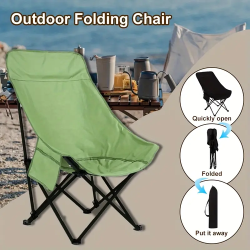 Portable High Backed Moon Chair, 90cm high and 45cm wide, suitable for camping, vacation, fishing, beach chairs, and holiday parties, folding outdoor chair