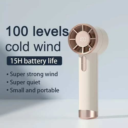 Compact 5-Speed USB Rechargeable Handheld Fan with Digital Display - Quiet, Powerful Mini Fan, 3000mAh Battery, Type-C, Includes Lanyard - Perfect for Outdoor, Home Use & Gifts, Fan Portable