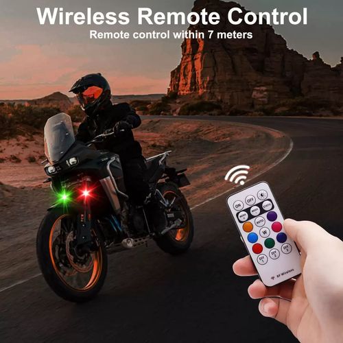High-Brightness 4pcs Wireless LED Strip Lights - 8-Color Anti-Collision Lighting With Remote Control, USB Charging, And Design For Cars, Drones, Aircraft, Motorcycles, And Bikes
